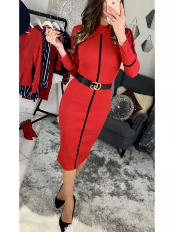 MyLookFeminin,Ma robe côtelé mi-longue "rouge et bandes noires"25 € Vêtements Mode femme fashion