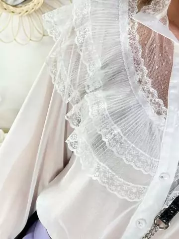 My Look Féminin Mon joli chemisier blanc voilage "dentelle et plumetis",prêt à porter pour femme