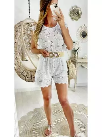 Ma jolie combi-short blanche "Broderies Anglaises"