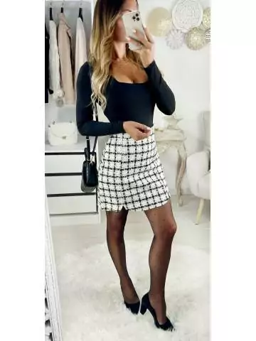 MyLookFeminin,Ma jolie jupe black & white "style tweed",prêt à porter mode femme