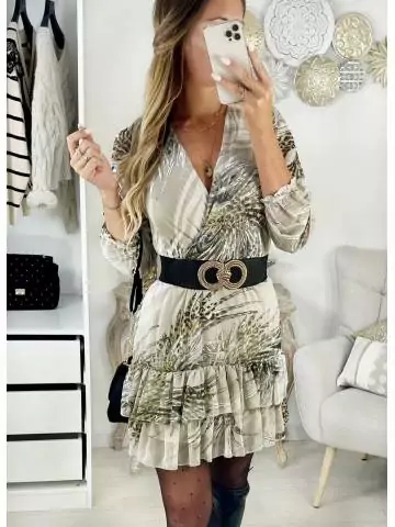 My Look Féminin| Ma robe en voilage beige "Leaf léo & Gold",prêt à porter pour femme
