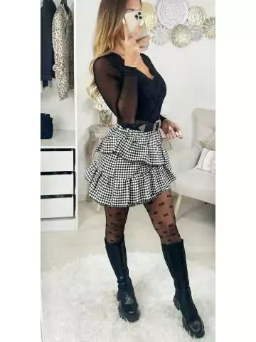 MyLookFeminin,Ma jolie jupe black vichy "petits volants"22 € Vêtements Mode femme fashion
