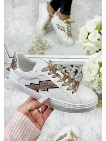 Mes jolies baskets blanches "Pink Gold"