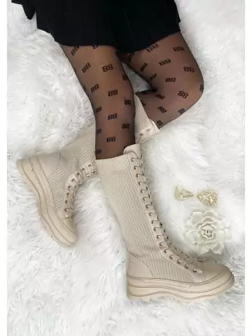 MyLookFeminin,Mes bottes beiges à lacet "bi-matière"36 € Vêtements Mode femme fashion