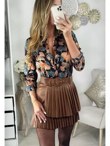 MyLookFeminin,Ma jupe choco style cuir plissée et sa ceinture19 € Vêtements Mode femme fashion