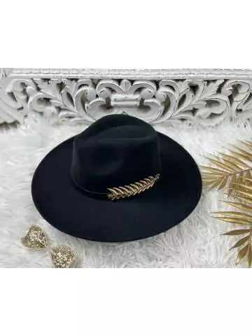 Mon joli chapeau noir en feutrine "chevrons Gold "