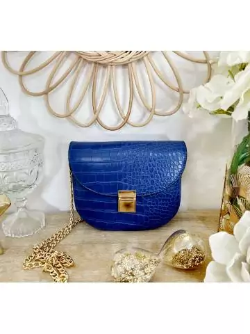 Mon sac style croco  blue & gold