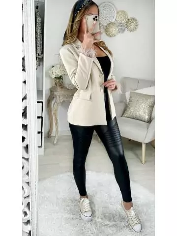 MyLookFeminin,Mon joli blazer loose beige "petites plumes" 14 € Mode Femme