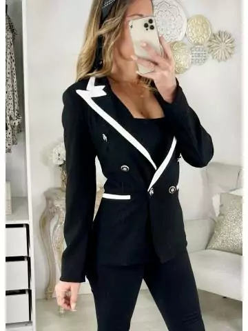 MyLookFeminin,Mon joli blazer "White & black style crepe " 15 € Mode Femme