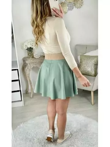 MyLookFeminin,Ma jupe vert amande style cuir "patineuse"19 € Vêtements Mode femme fashion