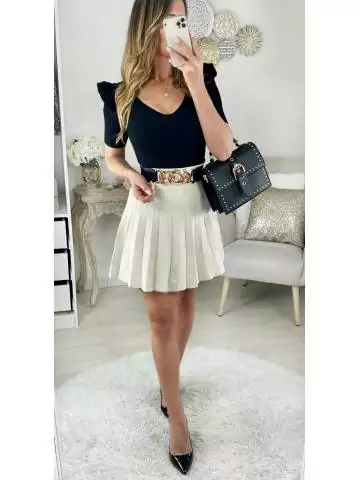 MyLookFeminin,Ma petite jupe en maille plissée Cream19 € Vêtements Mode femme fashion