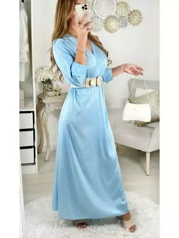 MyLookFeminin,Ma jolie robe longue satinée bleue ciel et texturée27 € Vêtements Mode femme fashion