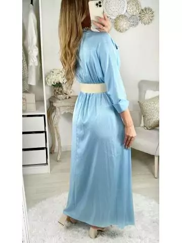 MyLookFeminin,Ma jolie robe longue satinée bleue ciel et texturée27 € Vêtements Mode femme fashion