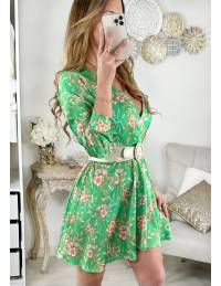 Ma jolie robe drapée "Green & flowers"