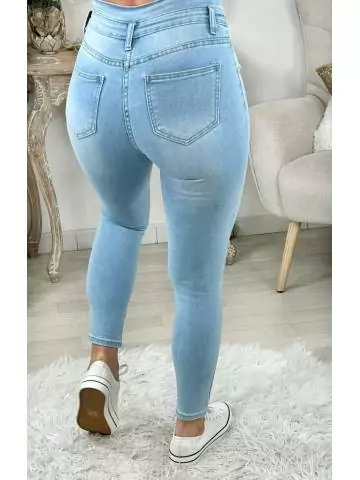 My Look Féminin Mon Jeans light blue taille haute "five buttons",prêt à porter pour femme