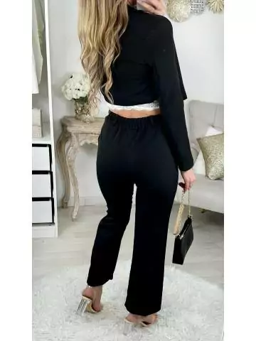 MyLookFeminin,Mon ensemble tailleur crop veste et pantalon Noir34 € Vêtements Mode femme fashion