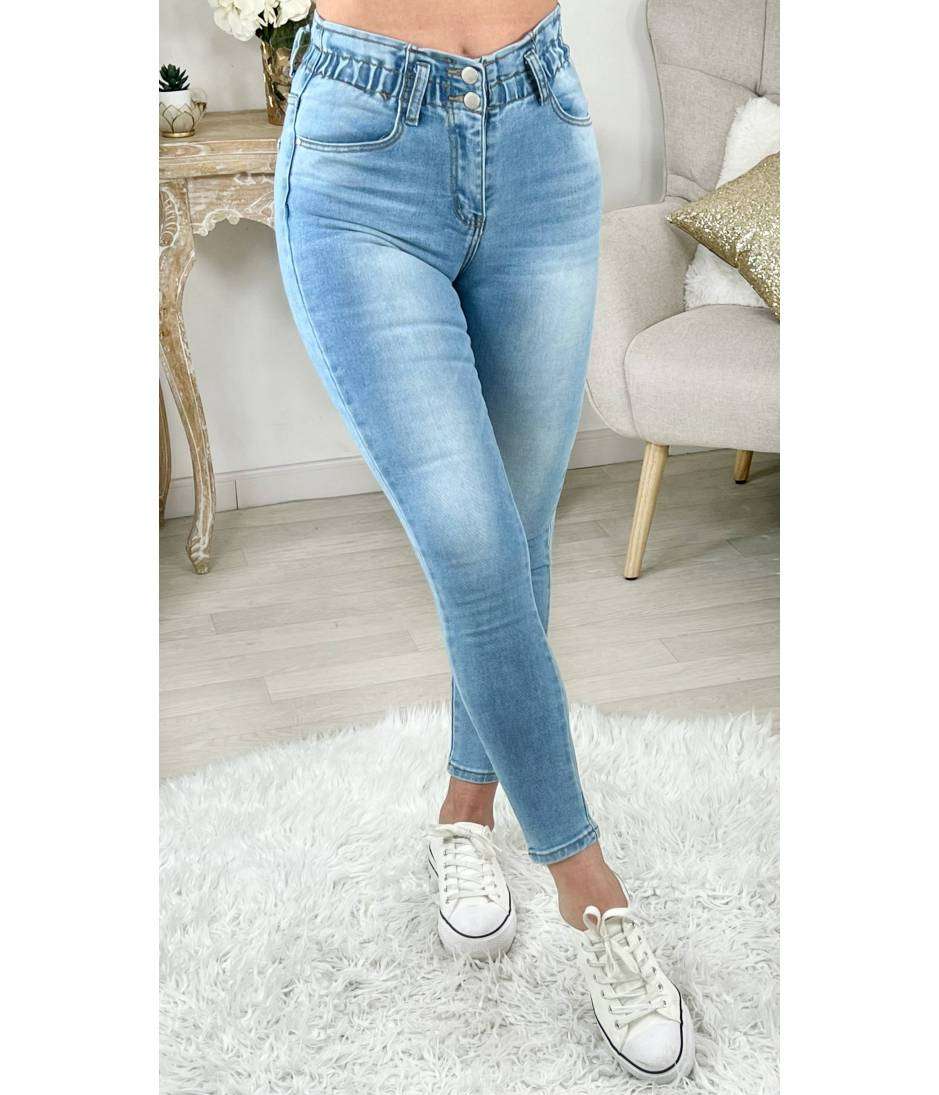 My Look Féminin Mon Jeans light blue taille haute "two buttons",prêt à porter pour femme