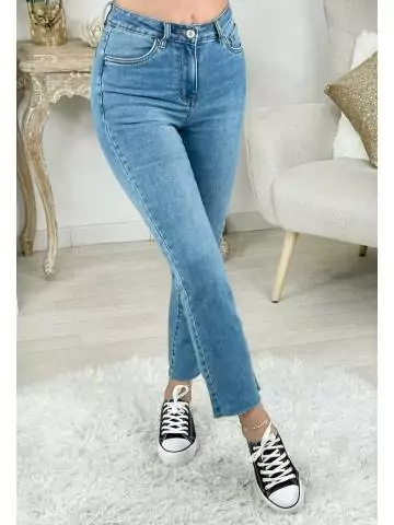 MyLookFeminin,Mon Jeans Flare taille haute bleu médium 15 € Mode Femme