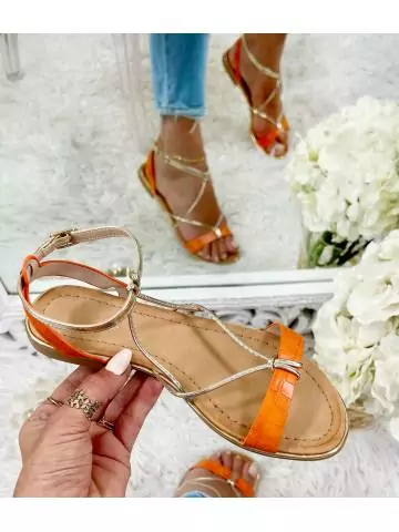 MyLookFeminin,Mes petites sandales lacées "Orange & Gold" 10 € Mode Femme