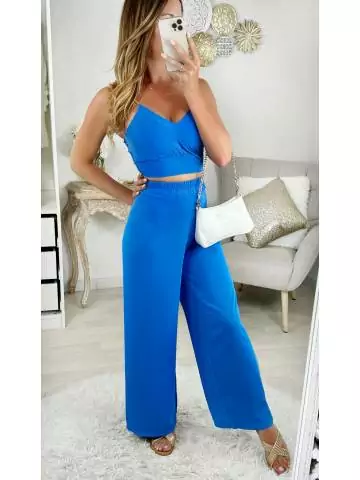 MyLookFeminin,Mon ensemble pantalon & crop top bleu roi " bretelles Diamond"27 € Vêtements Mode femme fashion