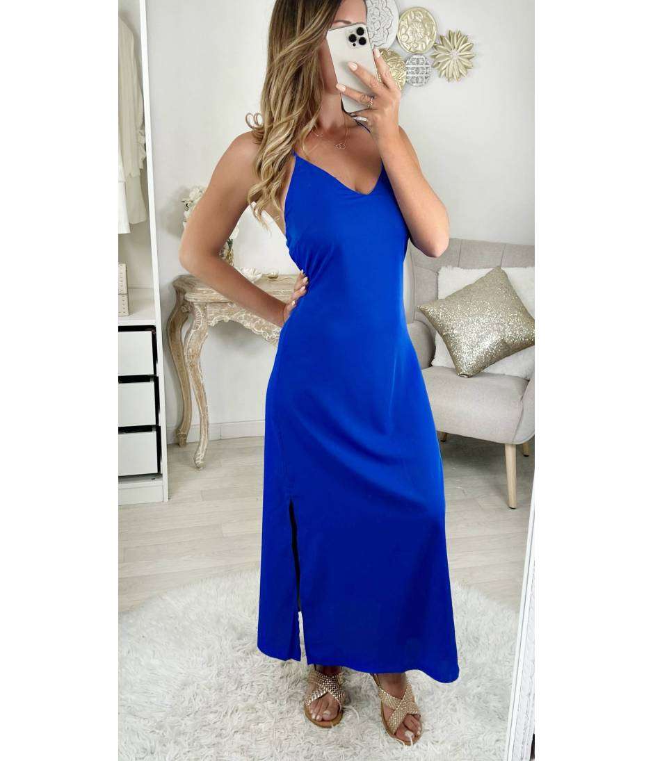 MyLookFeminin,Ma robe longue & fendue bleu roi "dos croisé" 14 € Mode Femme