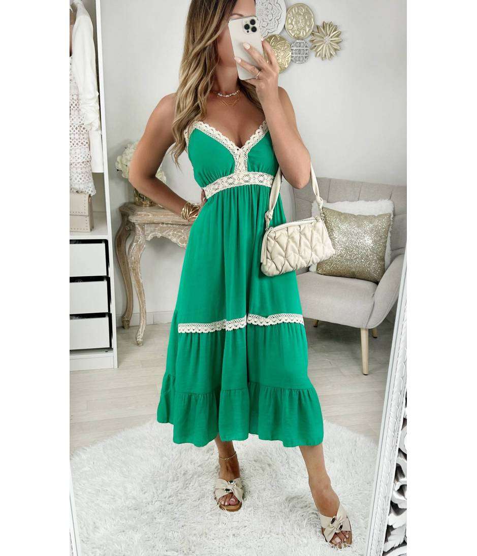 MyLookFeminin,Ma robe longue verte " Bohème & broderies"26 € Vêtements Mode femme fashion
