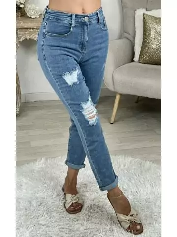 MyLookFeminin,Mon Jeans taille haute "Relax & used" 28 € Mode Femme