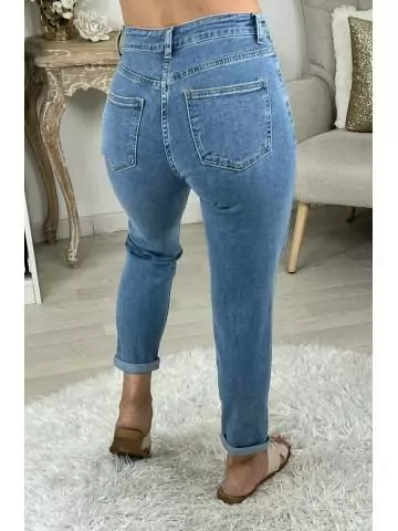 My Look Féminin Mon Jeans taille haute "Relax & used",prêt à porter pour femme