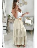 MyLookFeminin,Ma jupe longue beige et sa ceinture style osier " bas volants"23 € Vêtements Mode femme fashion