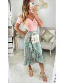 MyLookFeminin,Ma jupe effet portefeuille & volants "Pink & Green Cachemire"25 € Vêtements Mode femme fashion