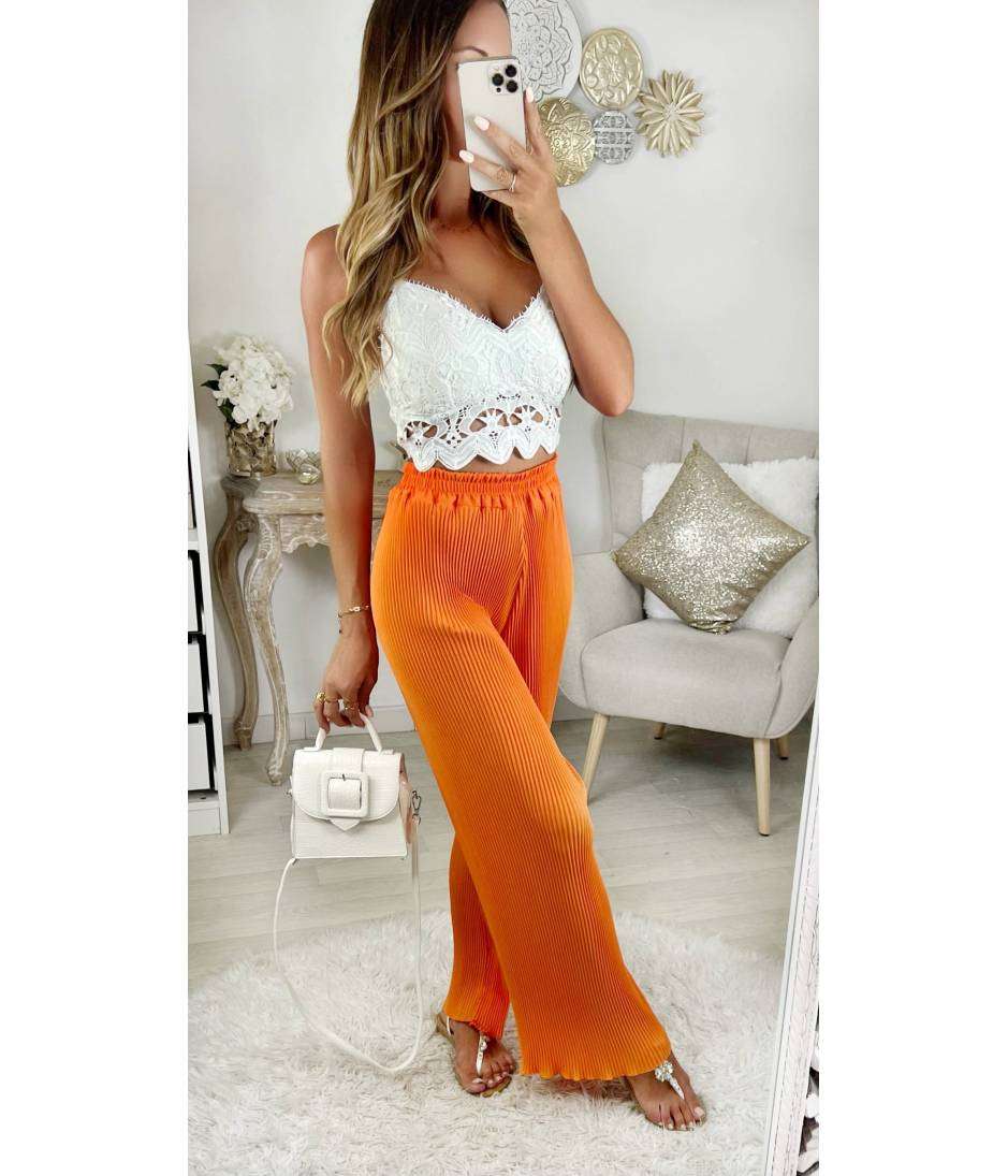 MyLookFeminin,Mon pantalon plissé "So Orange"23 € Vêtements Mode femme fashion