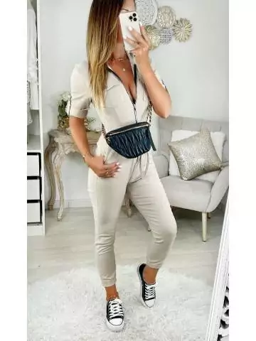 MyLookFeminin,Ma combi pantalon stretch zippée et ceinturée beige27 € Vêtements Mode femme fashion