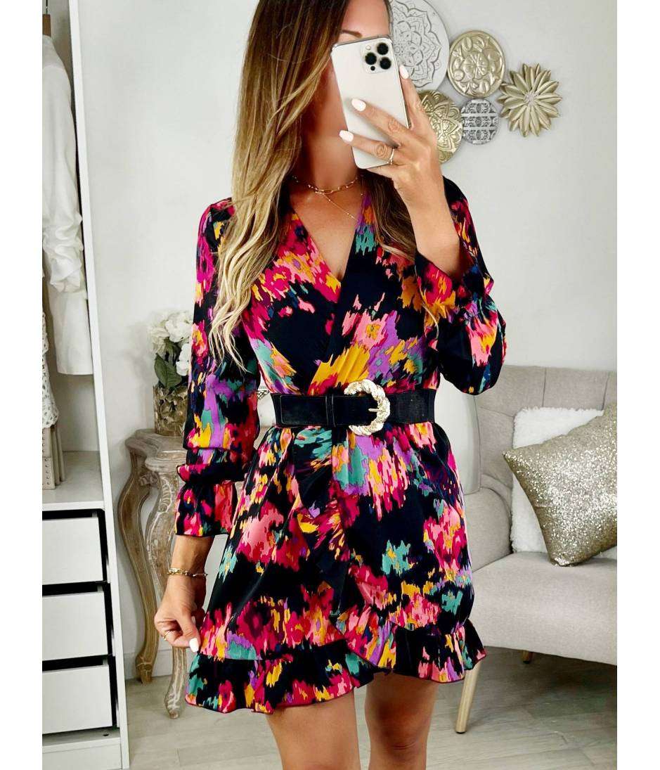 MyLookFeminin,Ma robe cache cœur effet portefeuille & volants "blurred flowers"26 € Vêtements Mode femme fashion