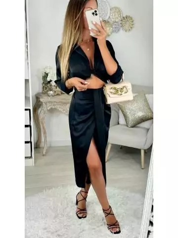 MyLookFeminin,Mon ensemble satiné crop top noué et jupe fendue black29 € Vêtements Mode femme fashion