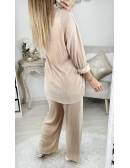 MyLookFeminin,Mon ensemble chemise et pantalon plissé "beige nude"31 € Vêtements Mode femme fashion