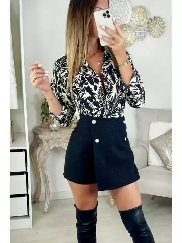 MyLookFeminin,Ma jolie jupe short black tweed "boutons doré"24 € Vêtements Mode femme fashion