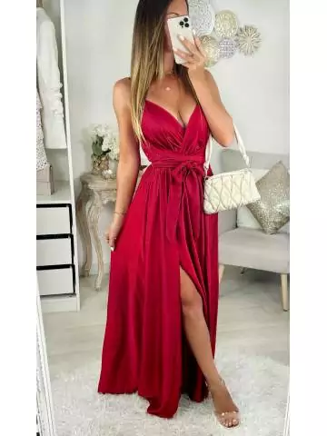 MyLookFeminin,Ma jolie robe longue satinée & fendue "Wine & coup de coeur"29 € Vêtements Mode femme fashion