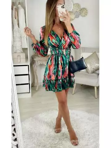 MyLookFeminin,Ma robe col cache coeur satinée "Green & colors"31 € Vêtements Mode femme fashion