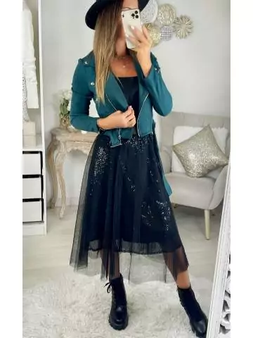 MyLookFeminin,Ma jupe style jupon noire à sequins " Volants & Tulle"24 € Vêtements Mode femme fashion