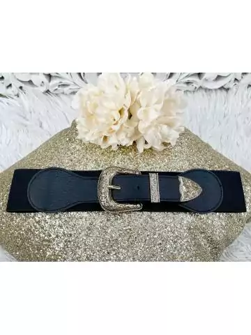 Jolie ceinture élastique black "boucle so Gold"
