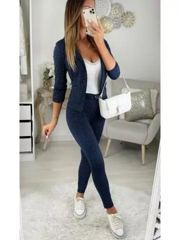 MyLookFeminin,Mon joli blazer bleu marine à pois blancs26 € Vêtements Mode femme fashion