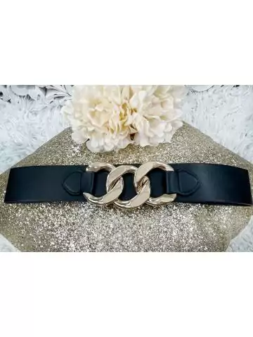 Ma ceinture noire élastique "Gold Chain"