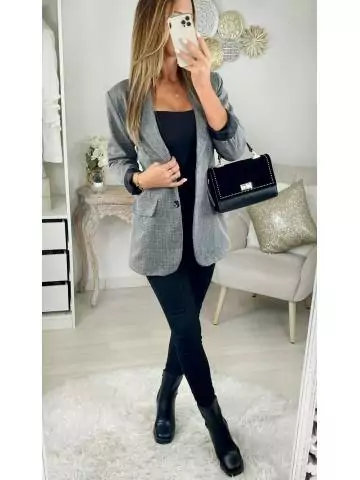 MyLookFeminin,Mon joli Blazer gris chiné "ceinturé"27 € Vêtements Mode femme fashion
