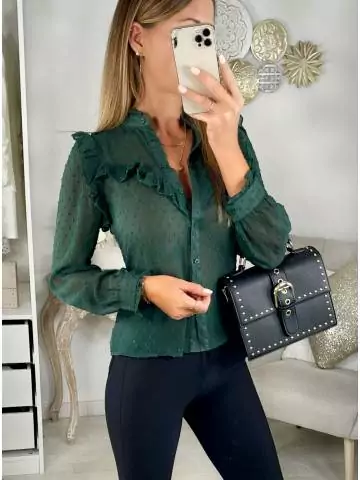 MyLookFeminin,Mon petit chemisier vert émeraude "plumetis"24 € Vêtements Mode femme fashion