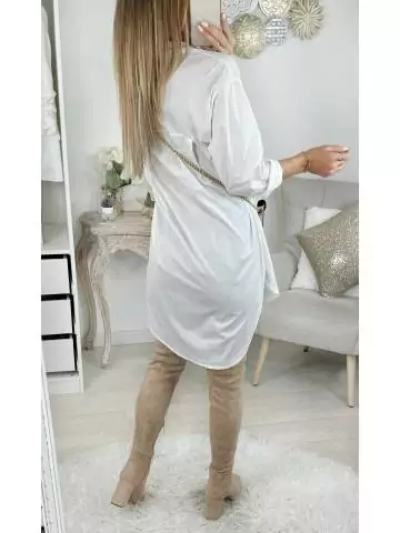 MyLookFeminin,Mon chemisier robe blanc long & boutonné "fendu"19 € Vêtements Mode femme fashion
