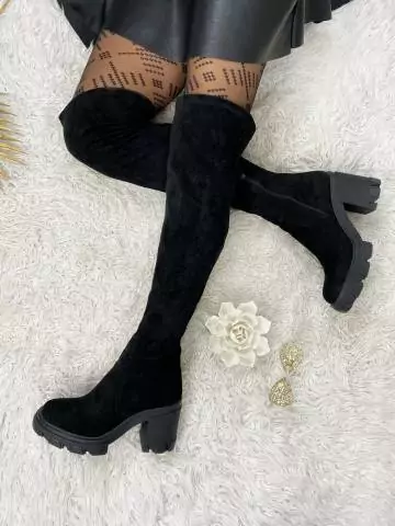 MyLookFeminin,Mes cuissardes style daim black " talons crantés",prêt à porter mode femme
