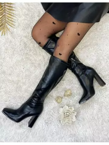 MyLookFeminin,Mes bottes noires style cuir " bouts carrés & Silver",prêt à porter mode femme