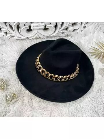 Mon joli chapeau noir " Gold Chain"