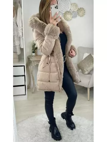 MyLookFeminin,Ma parka beige caramel "Hood & Fur"99 € Vêtements Mode femme fashion