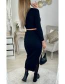 MyLookFeminin,Mon ensemble côtelé noir " crop pull & jupe fendue"36 € Vêtements Mode femme fashion